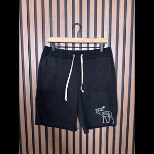 Abercrombie & Fitch Shorts Small Mens Black Pull On Fleece Cut Off Logo